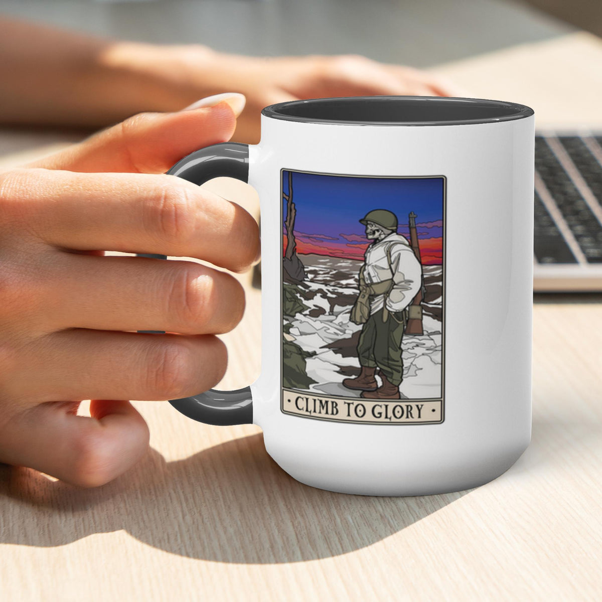 Climb To Glory Mug - 15 oz / White with Black Accents