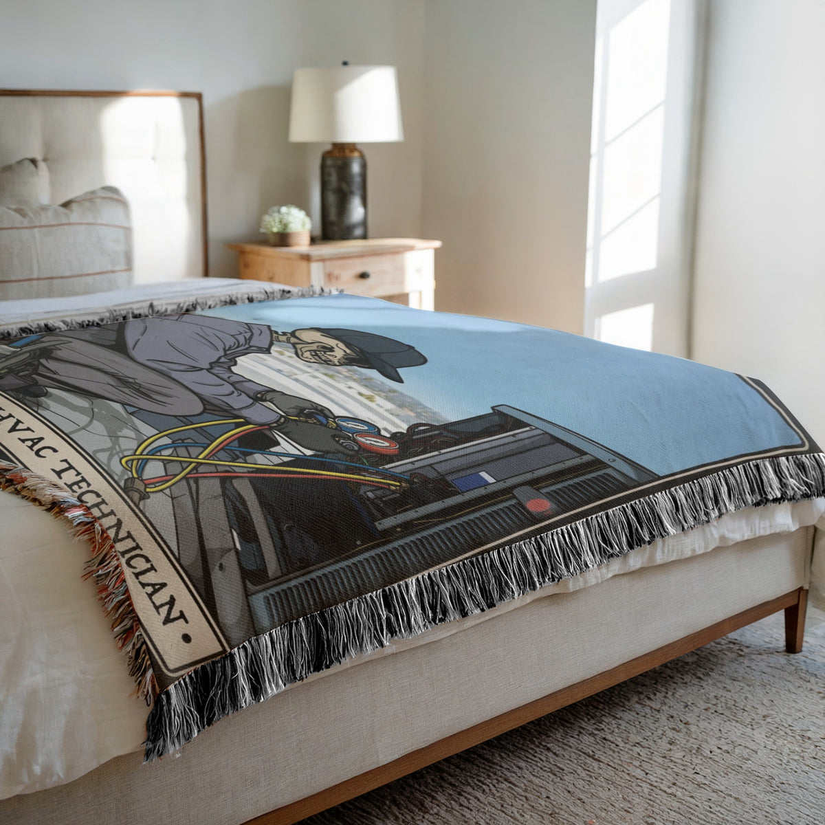HVAC Technician Woven Blanket