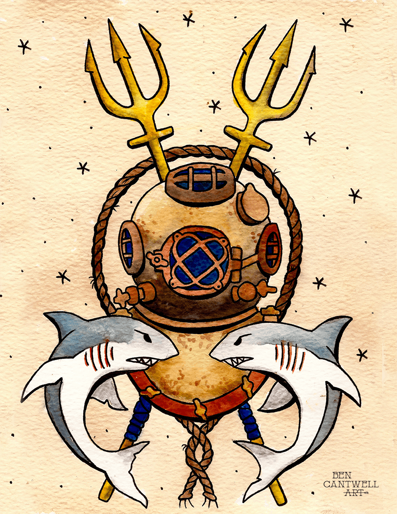 Tattoo Style Diver Bubble