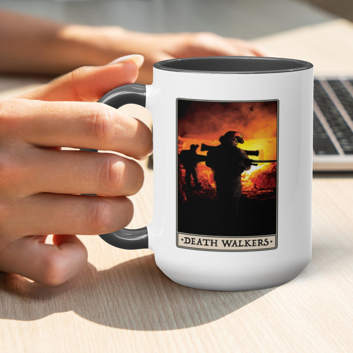 Death Walkers Mug - 15 oz / White with Black Accents