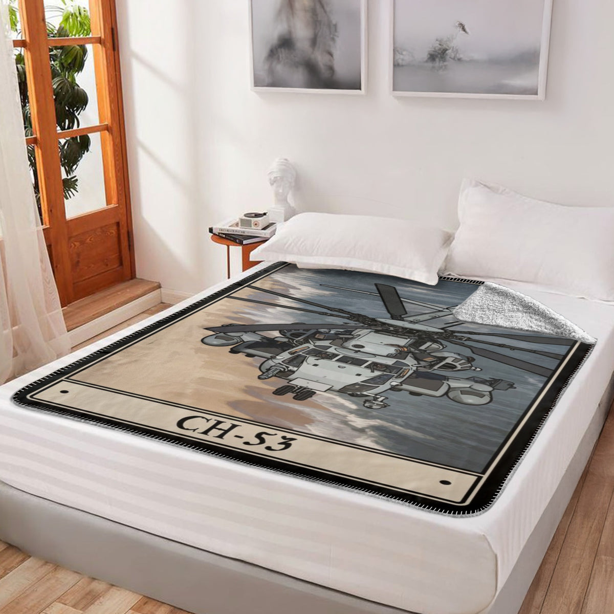 CH53 Fleece Blanket - 60x80 inch / White