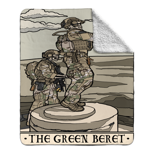 Green Beret Fleece Sherpa Blanket