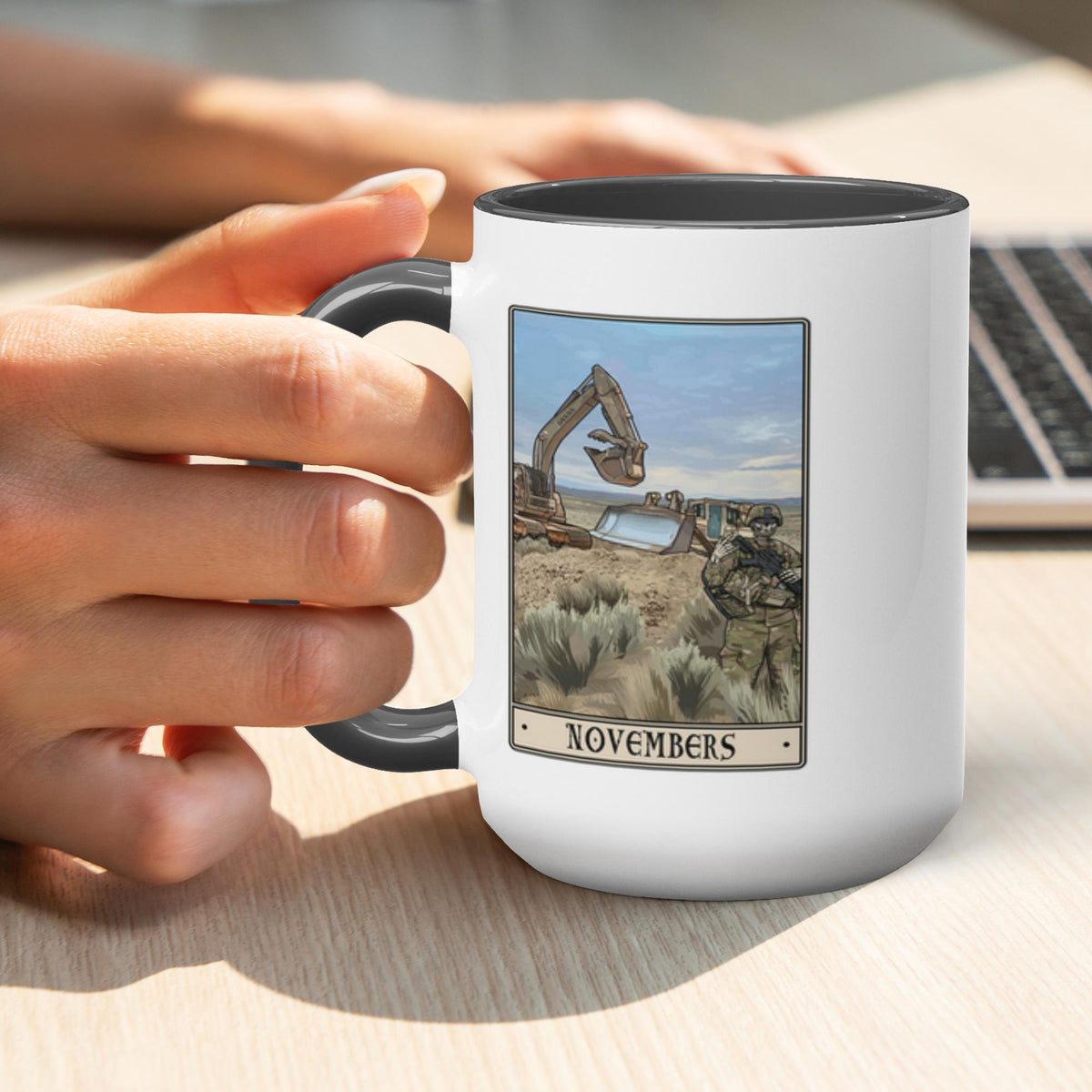Novembers Mug - 15 oz / White with Black Accents