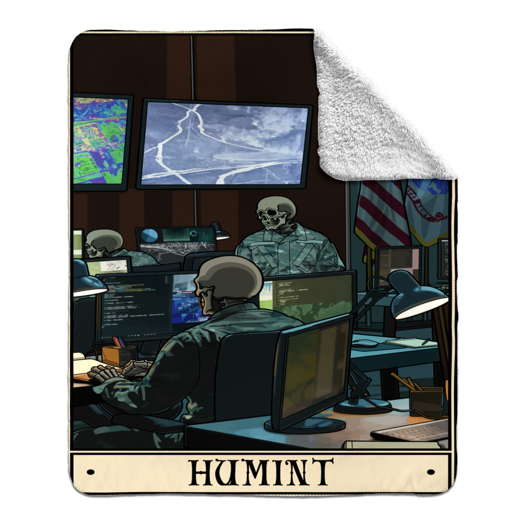 Human Intelligence (HUMINT) Fleece Blanket - 50x60 inch / White